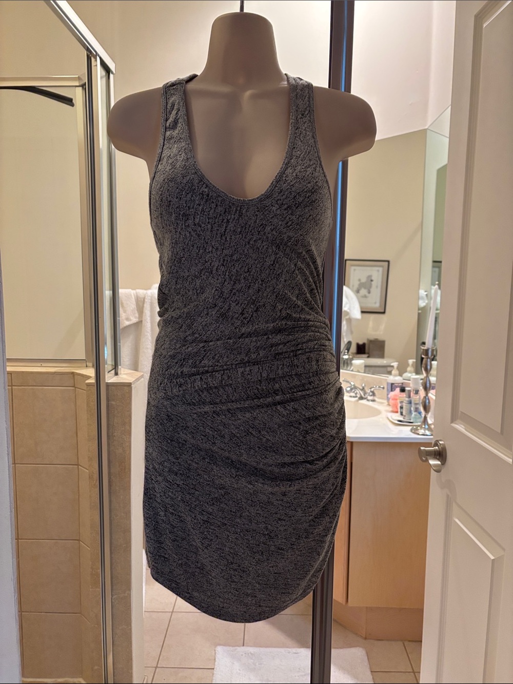 Riller & Fount Heathered Charcoal Racerback Mini Dress